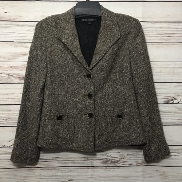 Lafayette 148 Brown Grey Tweed Office Blazer Sz 4 - Picture 5 of 5